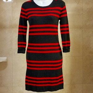 FRENCH CONNECTION- Sweater Dress- Grey/Red SZ: 6